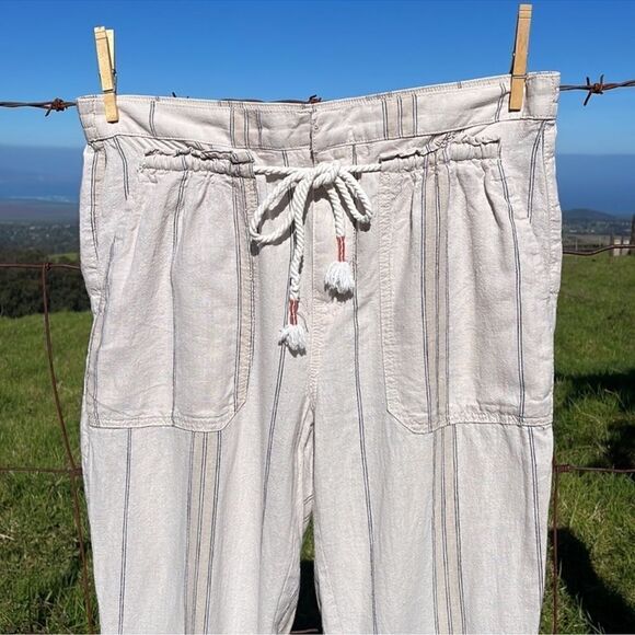 ANTHROPOLOGIE Beachy Linen Seashore Striped Pants S - Picture 4 of 8